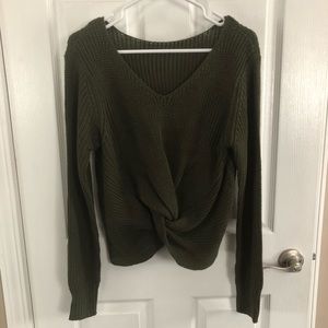 Cropped Green Twist Sweater